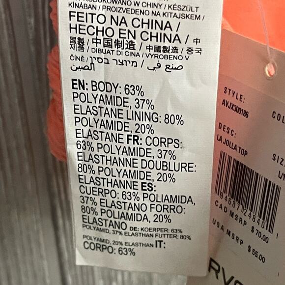 RVCA La Jolla Bikini‎ Top in Coral Size Large NWT - Picture 9 of 10